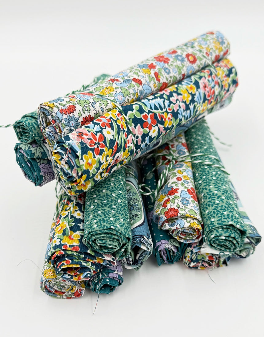 London Bouquet Liberty Lasenby Quilting Fat Quarter Bundle, Green