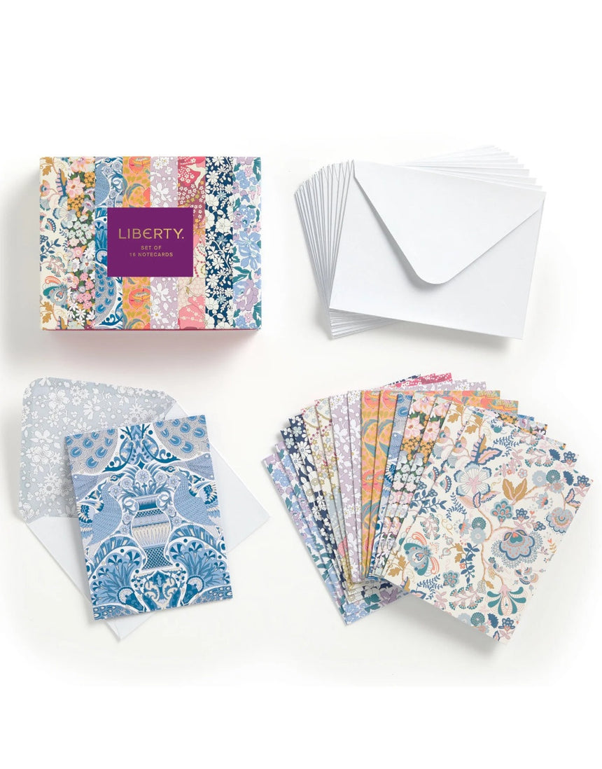 Liberty Floral Greeting, Set of 16 Assorted Notecards and Envelopes