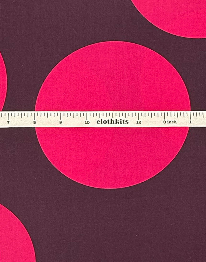 Aubergine and Cerise Spot, Cotton Poplin Fabric, Light and Lush