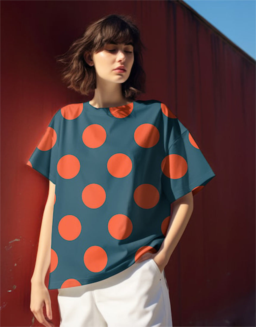 Tangerine and Steel Spot Light & Lush Viscose Fabric