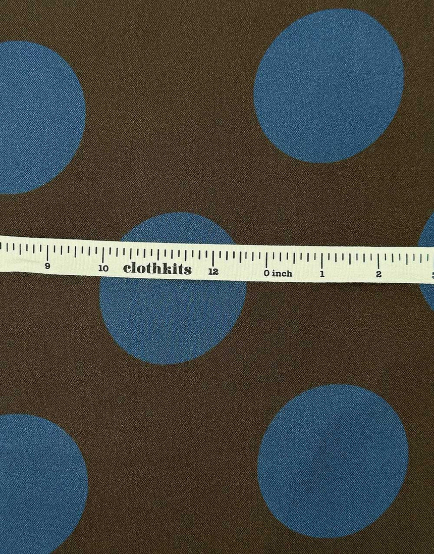 Brown and Blue Spot Light & Lush Viscose Fabric