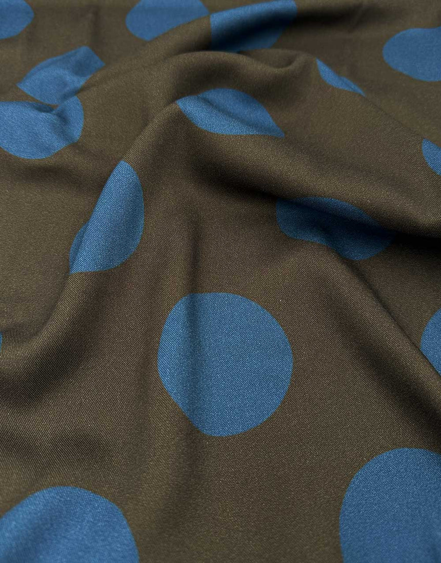 Brown and Blue Spot Light & Lush Viscose Fabric