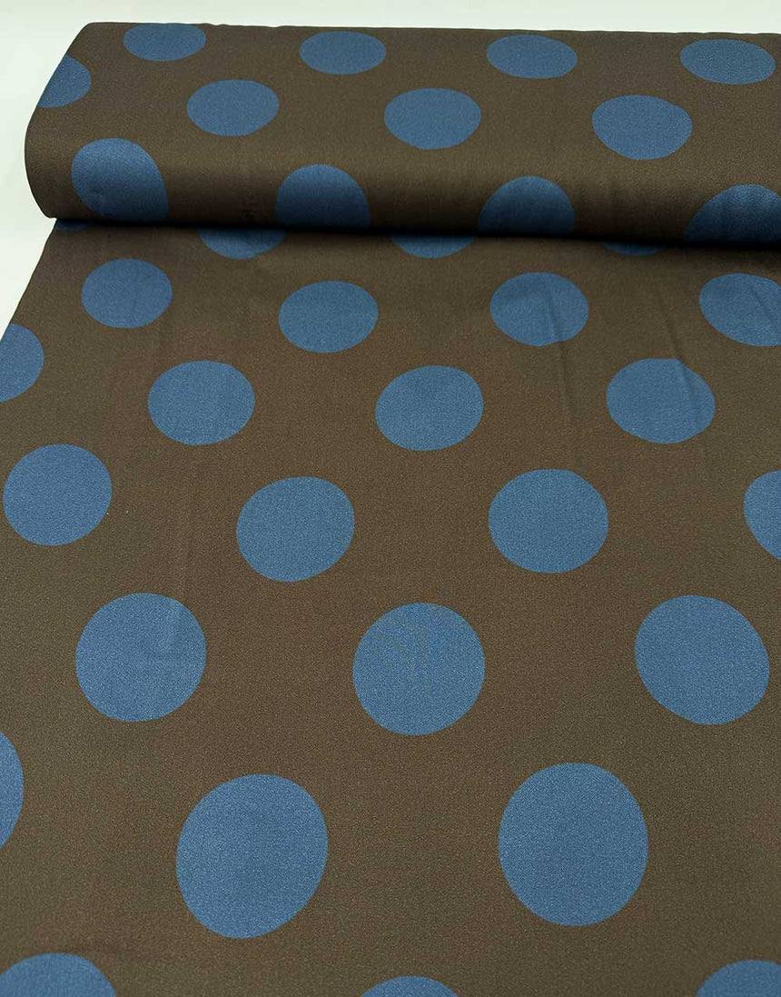 Brown and Blue Spot Light & Lush Viscose Fabric