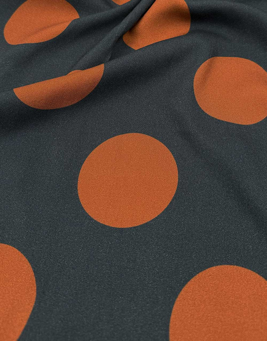 Cognac and Charcoal Spot Light & Lush Viscose Fabric