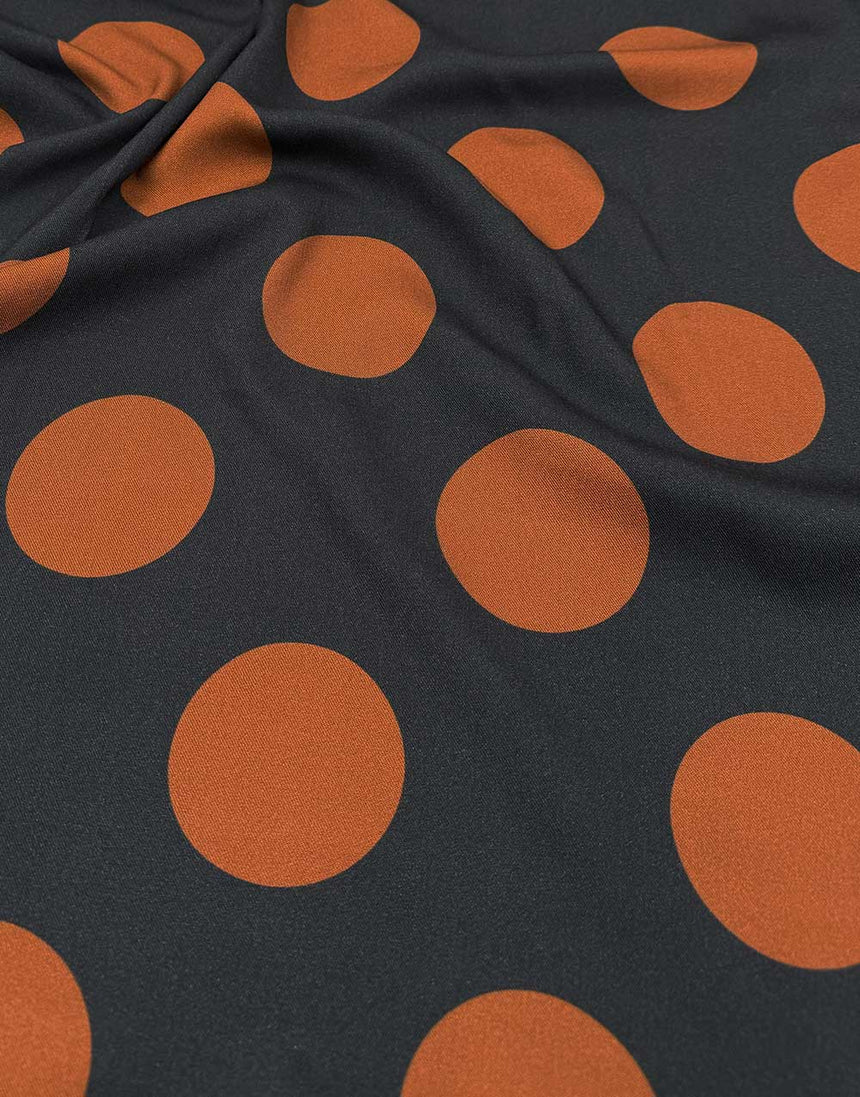 Cognac and Charcoal Spot Light & Lush Viscose Fabric