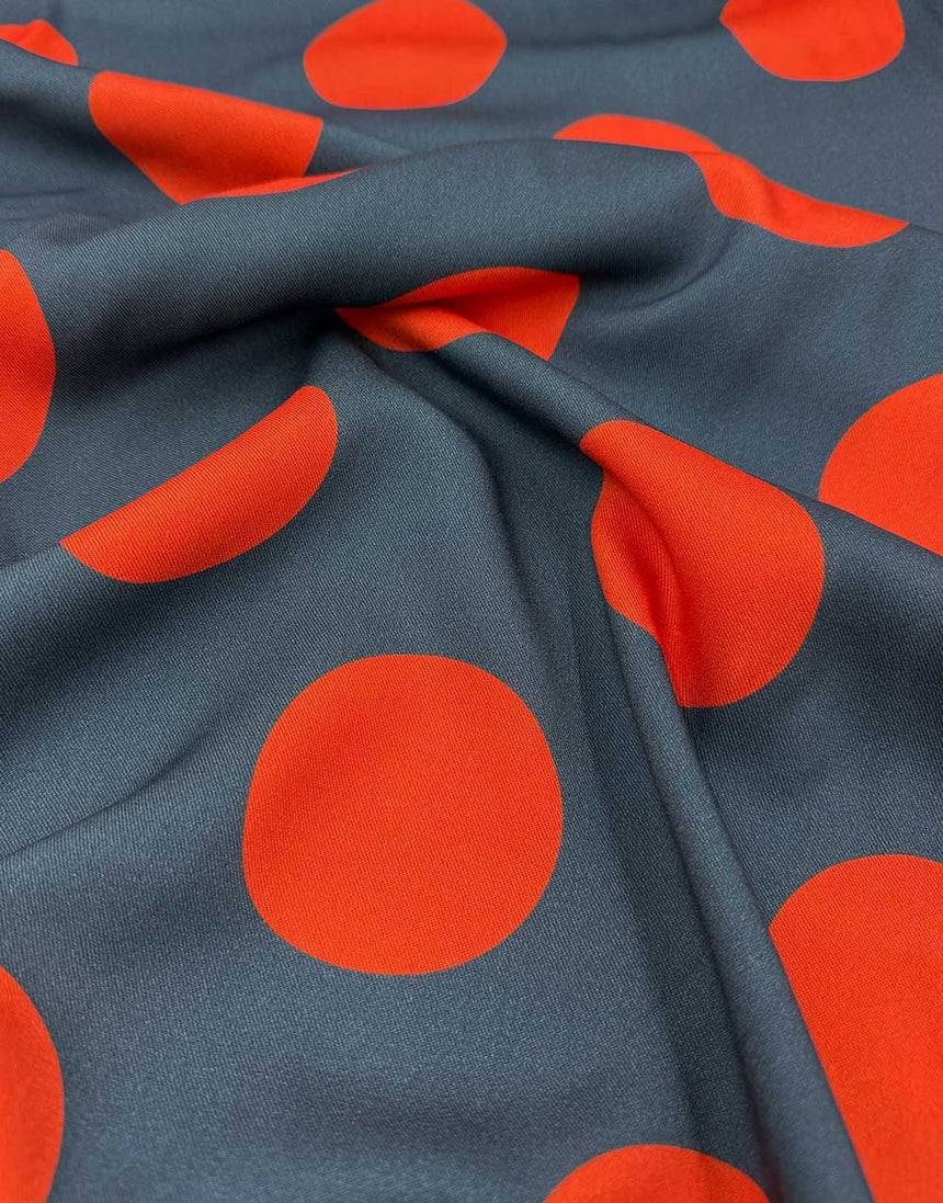 Tangerine and Steel Spot Light & Lush Viscose Fabric