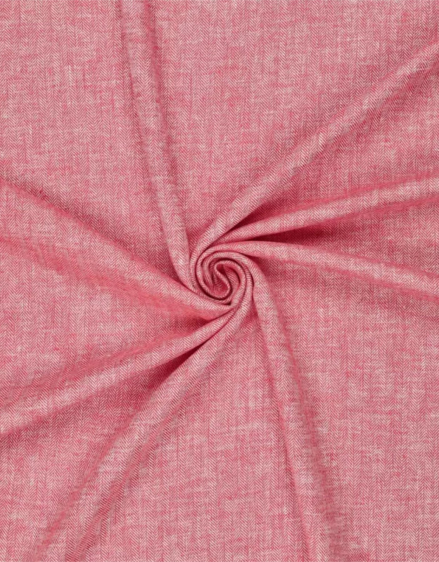 Remnant 1m - Red Herringbone Cotton Linen Fabric