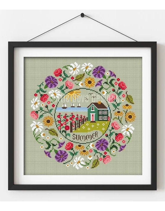 Summer Seasonal Circle Cross Stitch Kit, Little Dove Designs