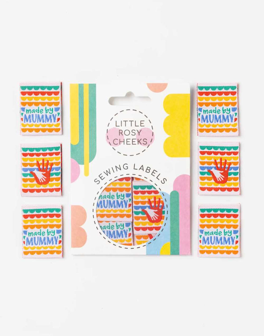 Rainbow Made by Mummy, Woven Sewing Labels - Pack of 6 - Little Rosy Cheeks