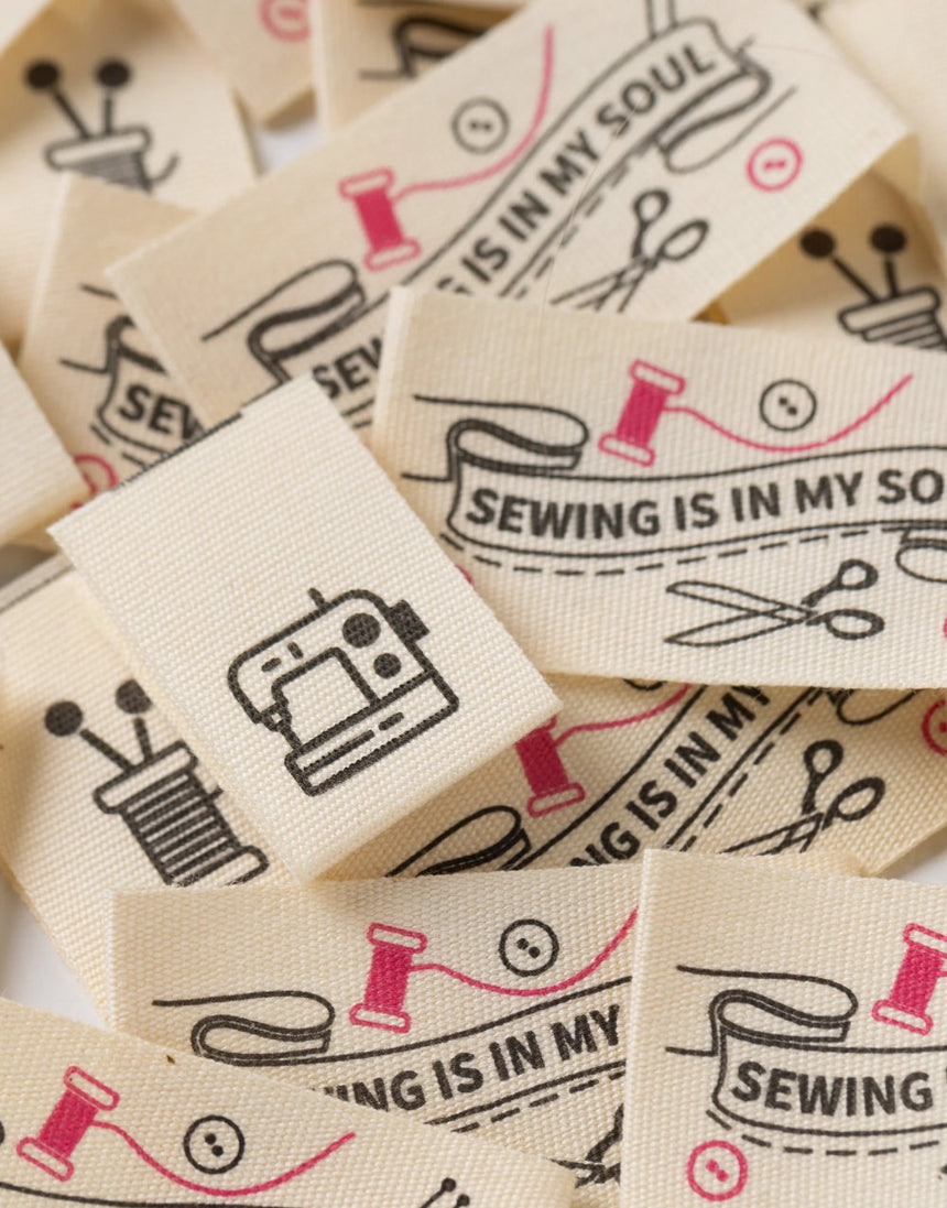Sewing is in My Soul, Woven Sewing Labels - Pack of 6