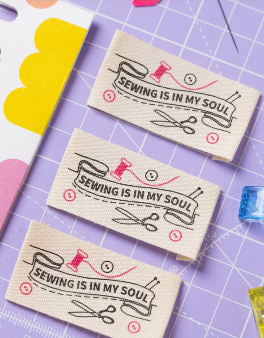 Sewing is in My Soul, Woven Sewing Labels - Pack of 6