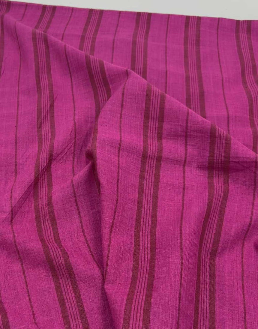 Magenta Stripe Indian Woven Cotton Fabric