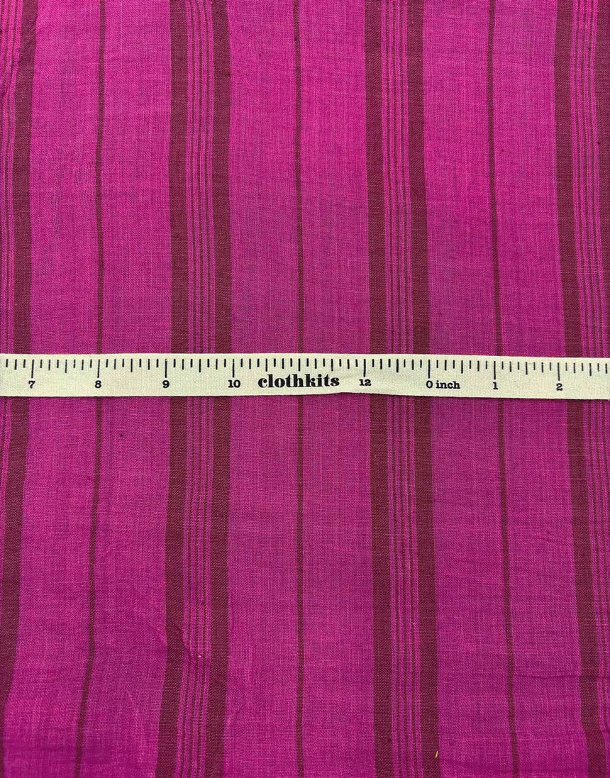 Magenta Stripe Indian Woven Cotton Fabric