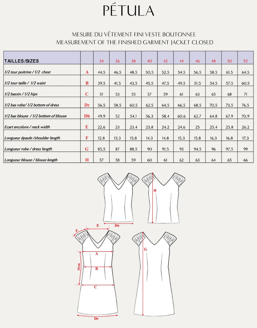 Pétula Dress Blouse Sewing Pattern, Maison Fauve