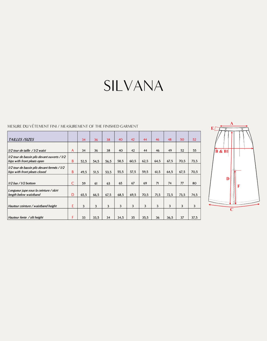 Silvana Skirt Paper Sewing Pattern, Maison Fauve