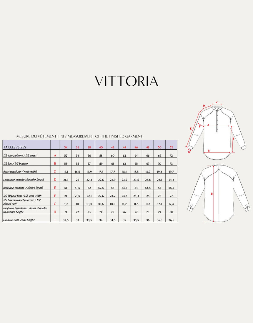 Vittoria Shirt Paper Sewing Pattern, Maison Fauve