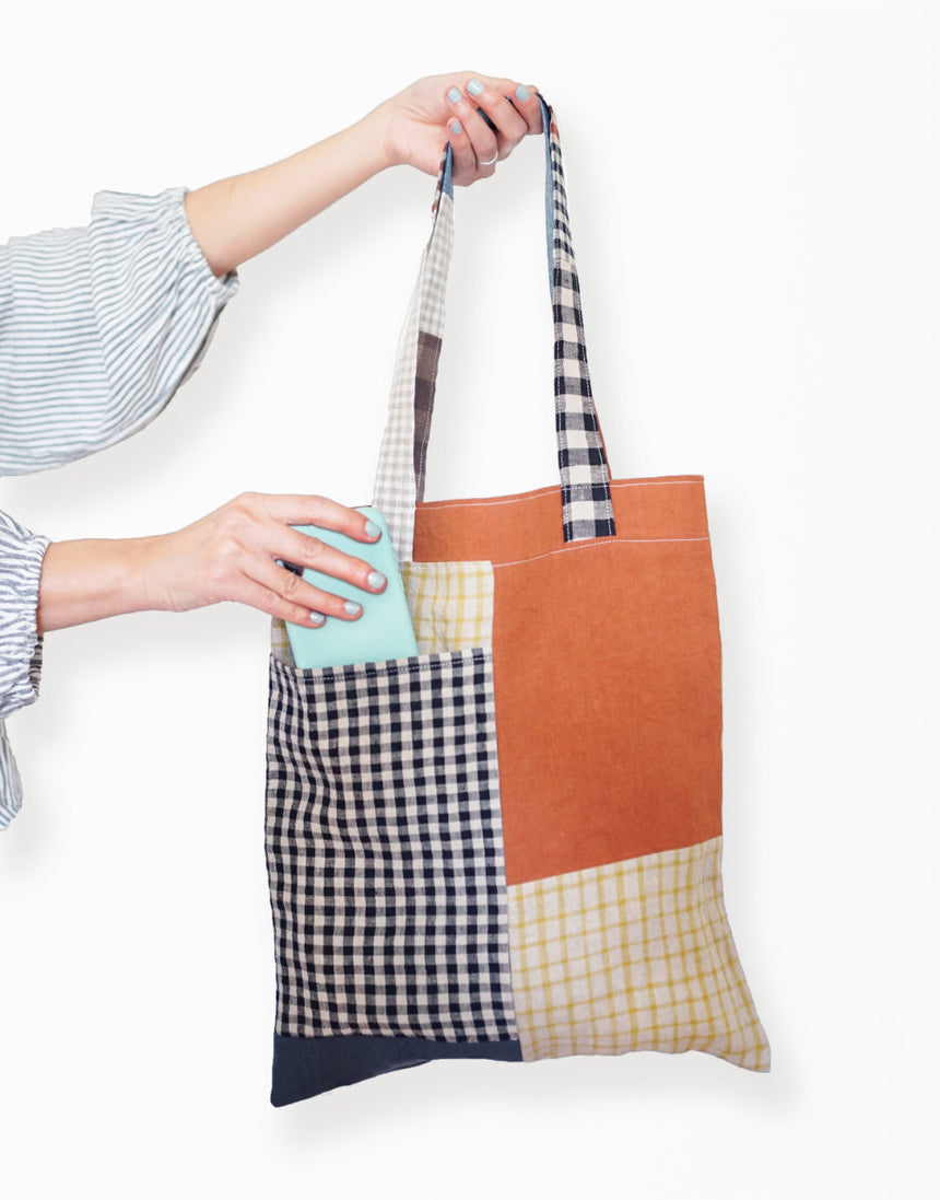 Stash Pocket Tote PDF Immediate Download Sewing Pattern, Matchy Matchy Sewing Club