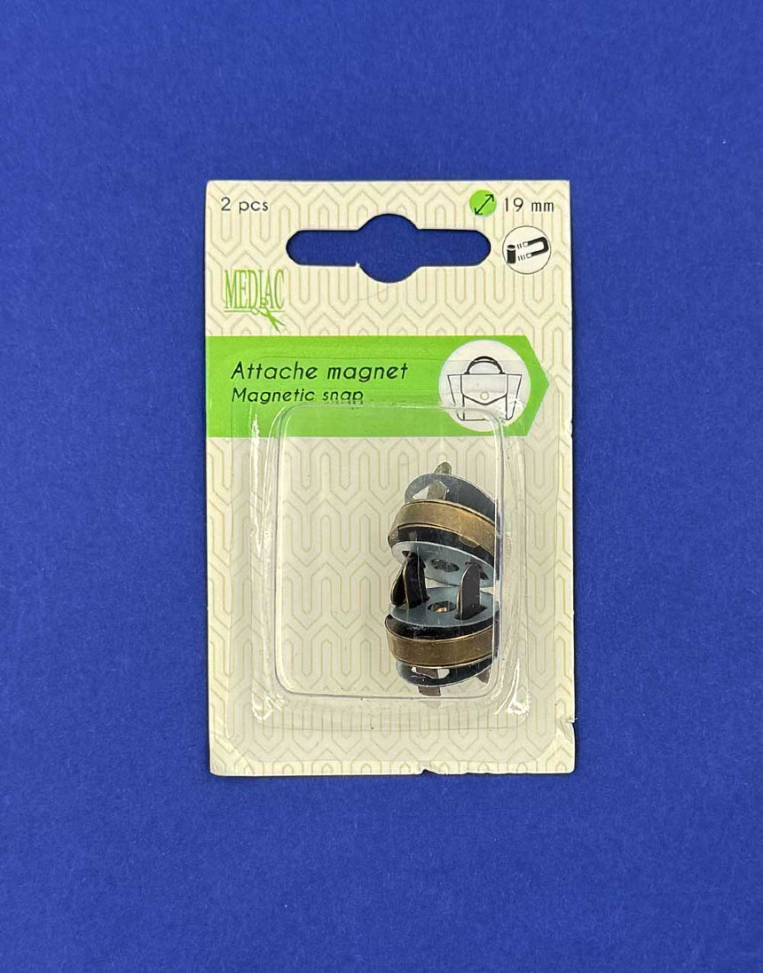 Magnetic Snap Fasteners, 19mm Antique Brass (Pack of 2)