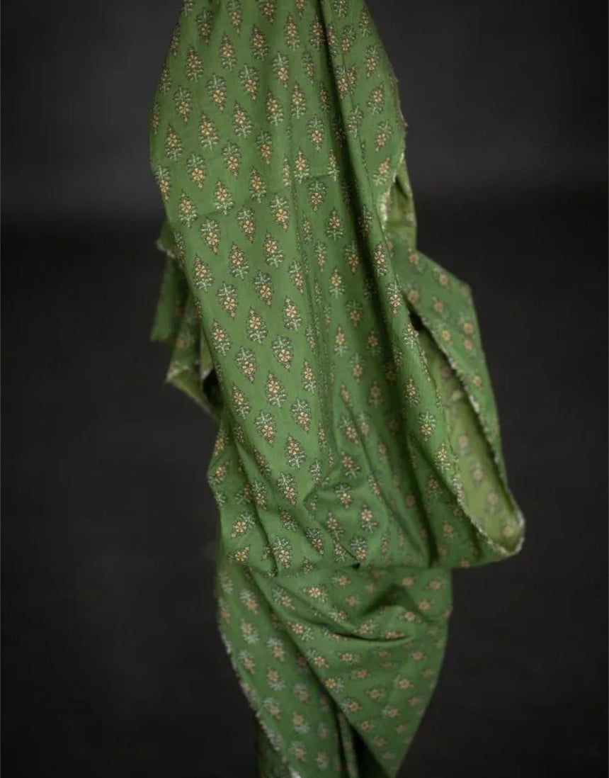 Green Morris Indian Block Print Cotton Fabric
