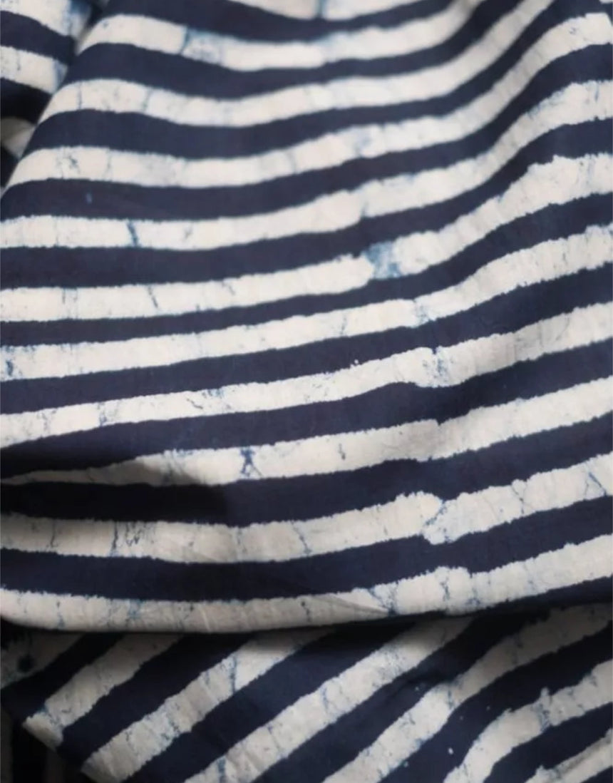 Indigo Hopscotch Indian Block Printed Cotton Fabric