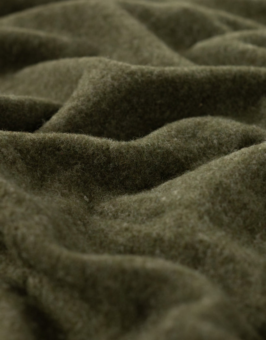 Khaki Melange 100% Merino Wool Fleece Fabric