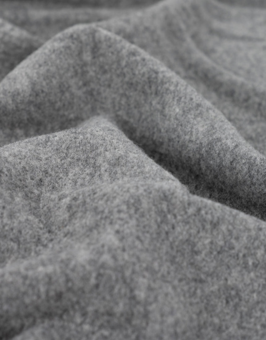 Mid Grey Melange 100% Merino Wool Fleece Fabric