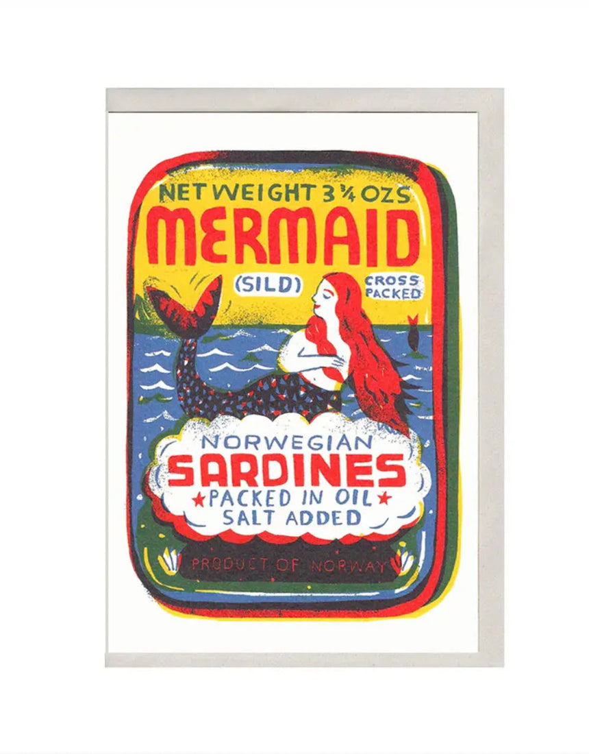Mermaid Sardines Greeting Card, Printed Peanut