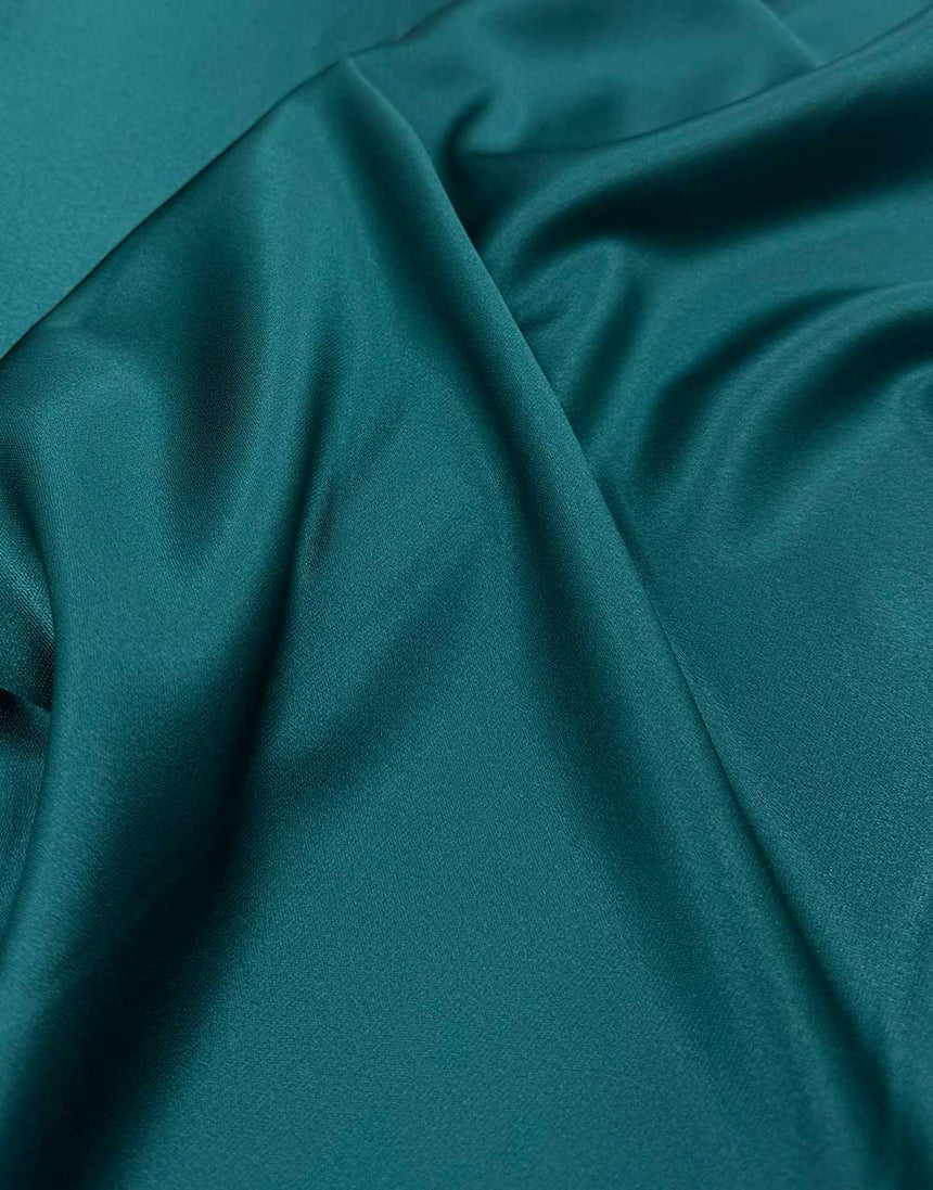Italian Micro Silk Satin Fabric, Tealstone