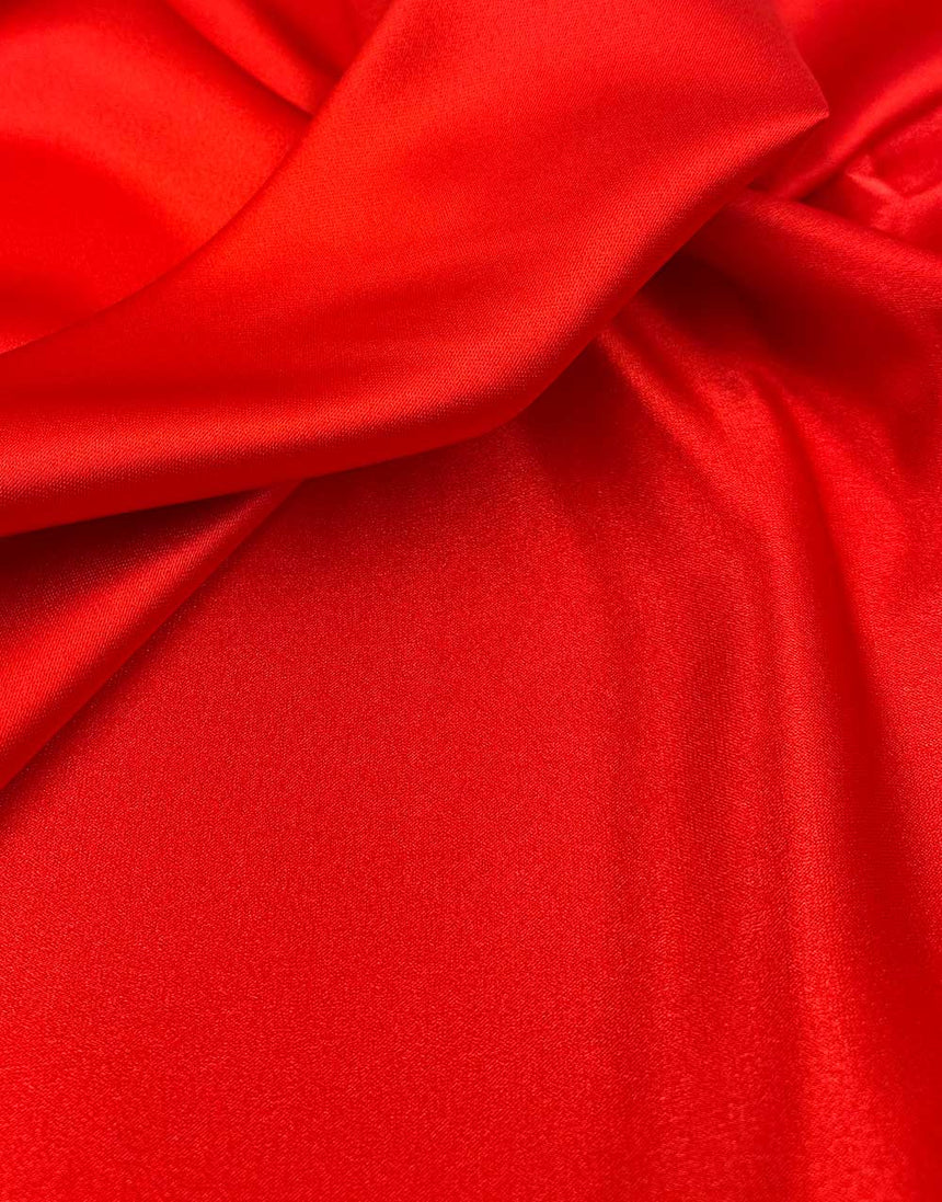 Italian Micro Silk Satin Fabric,  Scarlet Red