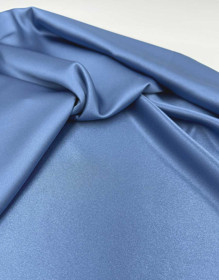 Italian Micro Silk Satin Fabric,  Steel Blue