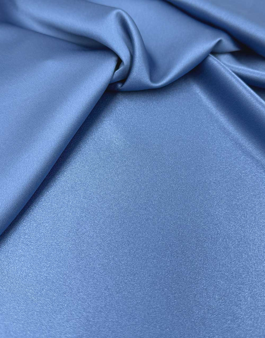 Italian Micro Silk Satin Fabric,  Steel Blue
