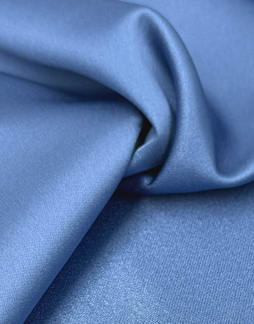 Italian Micro Silk Satin Fabric,  Steel Blue
