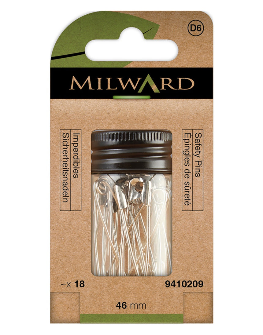 Milward Green Safety Pins - 46mm Nickel