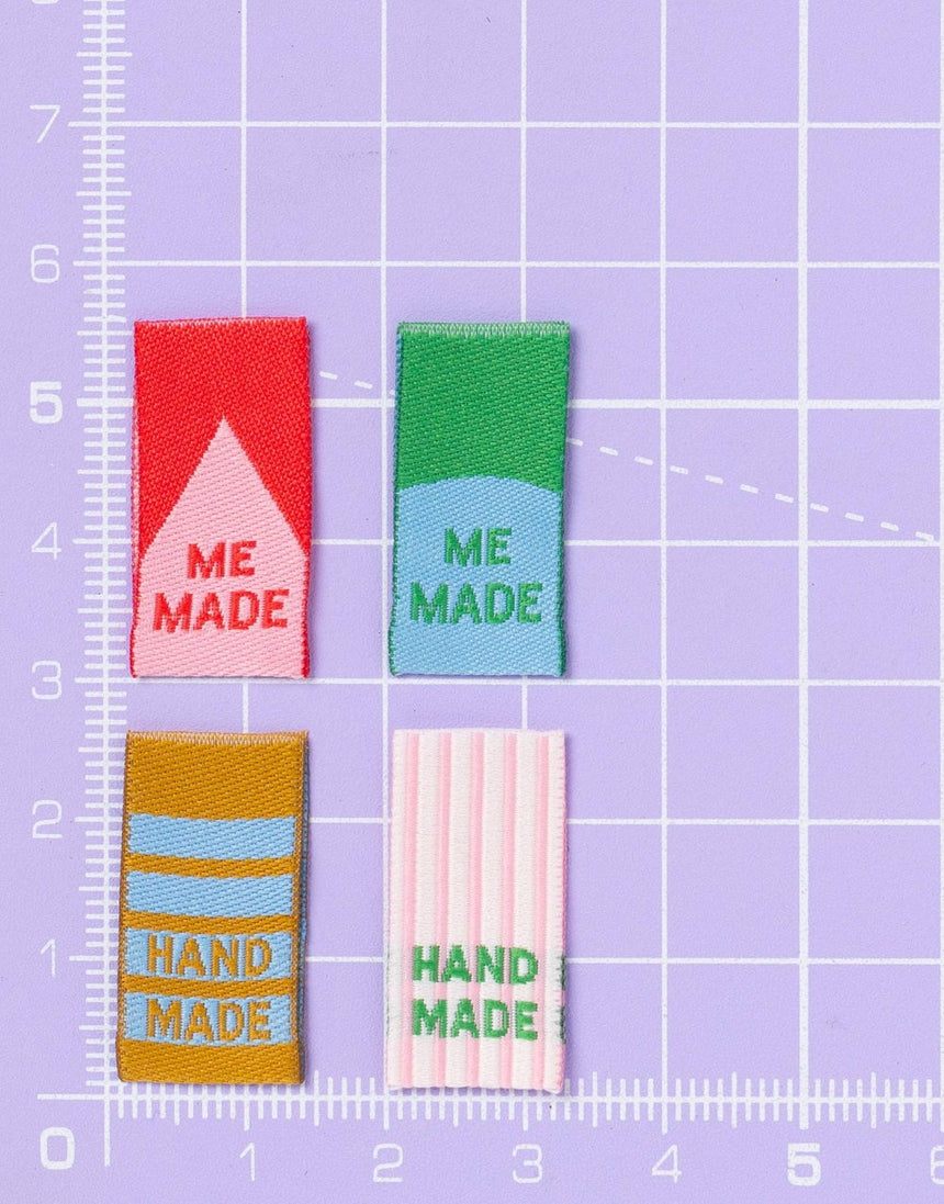 Hand Made/ Me Made, Woven Sewing Mini Labels - Pack of 8