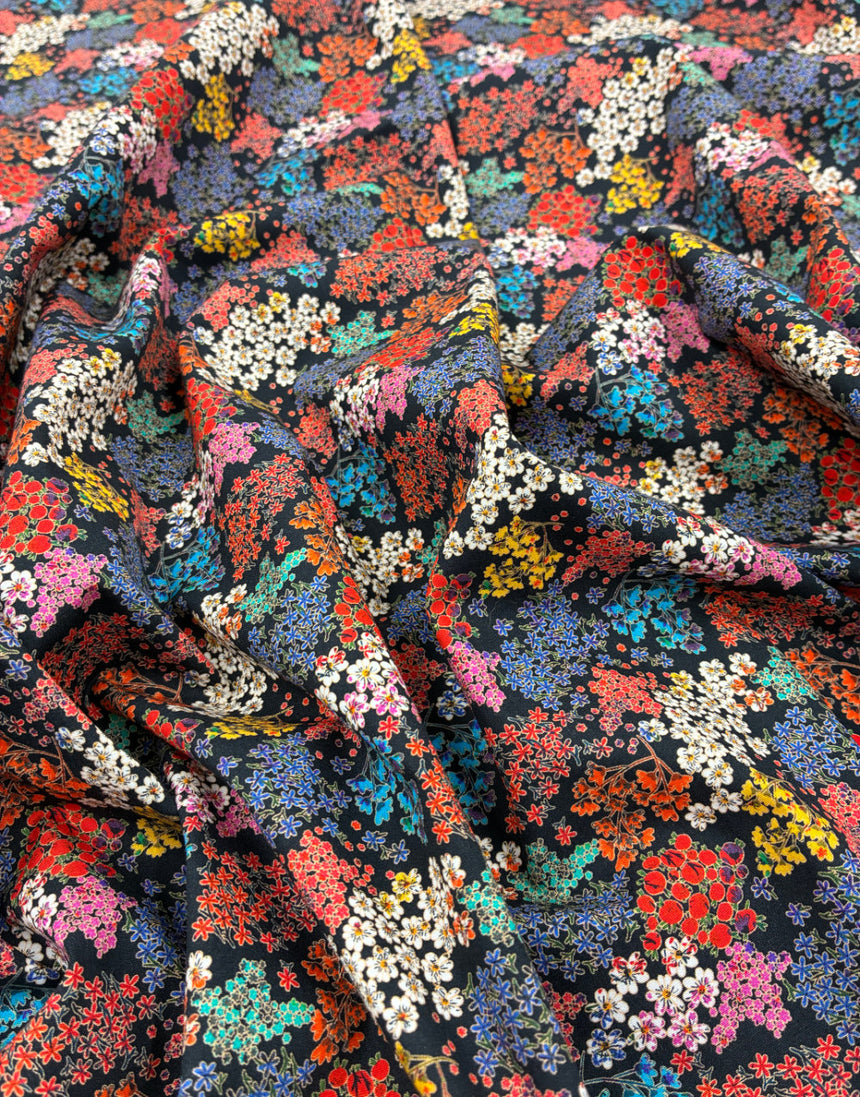 Midnight Meadow Mini Floral Cotton Poplin