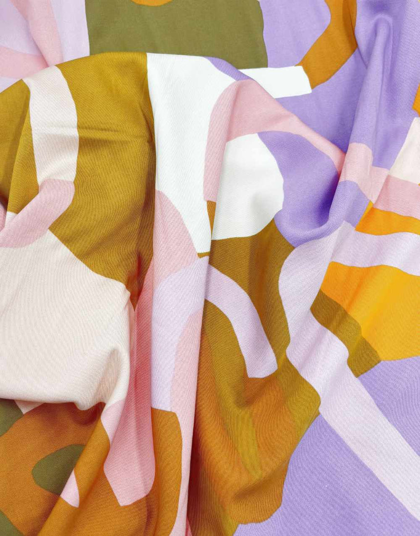 Remnant 1.4m - Camel Natural Flow Rosella Stretch Viscose Fabric, Nerida Hansen