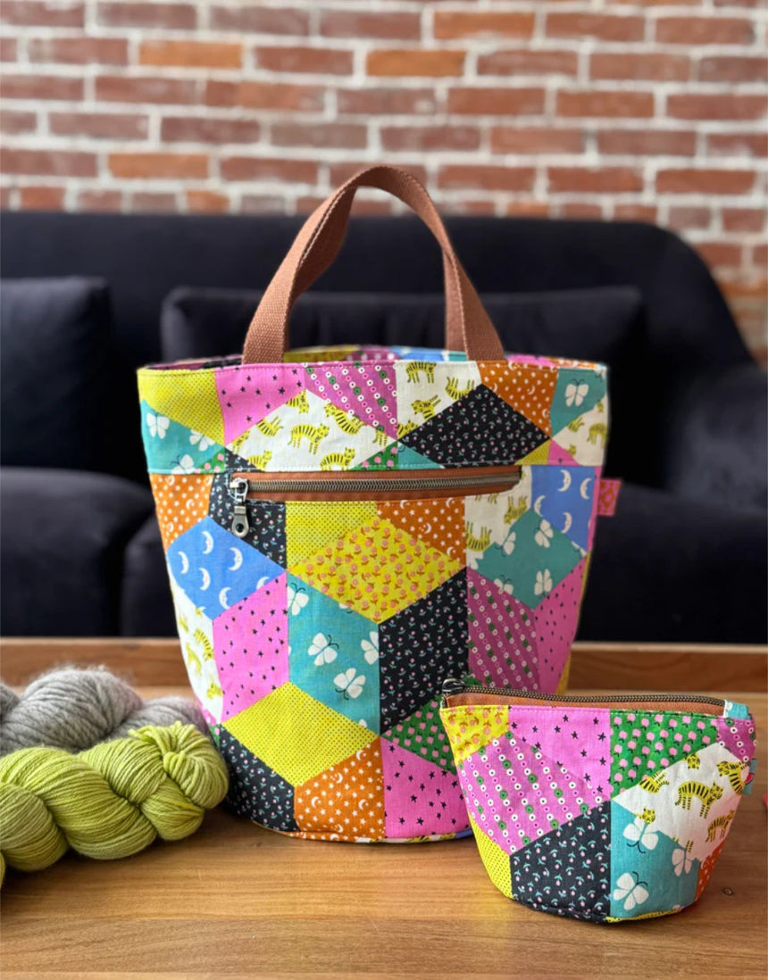 Quarry Tote Bag & Zipped Pouch Making Kit in Echino Rhombus Canvas, Noodlehead