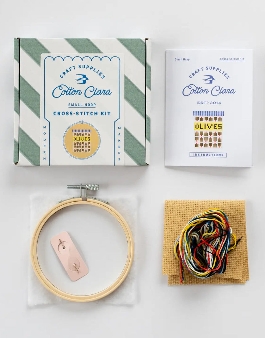 Olives Cross Stitch Kit, Cotton Clara