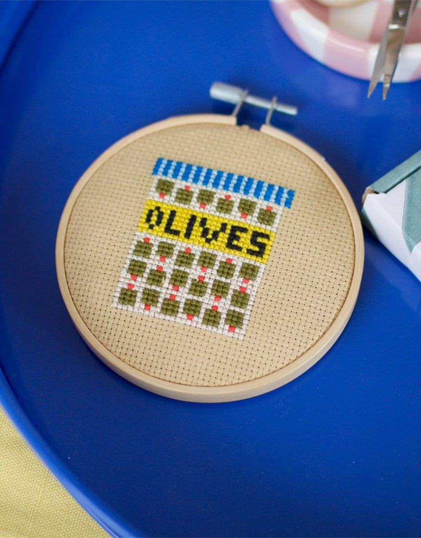 Olives Cross Stitch Kit, Cotton Clara