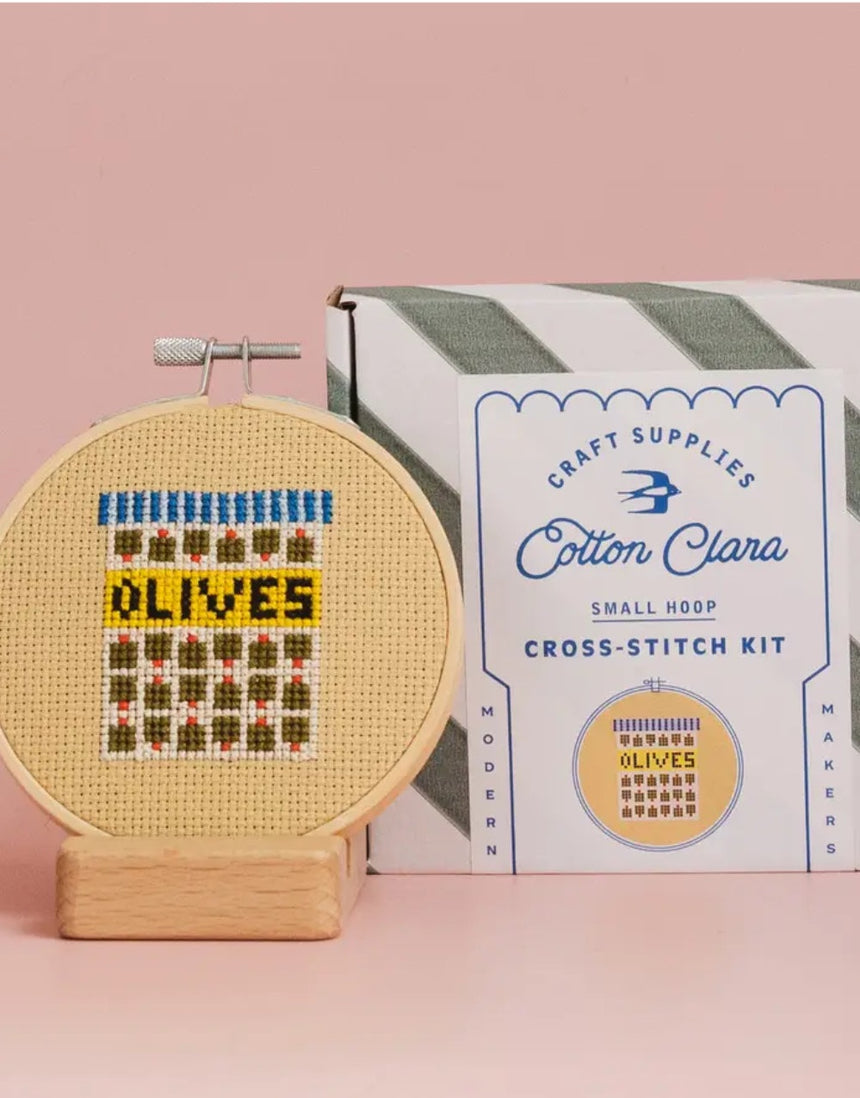 Olives Cross Stitch Kit, Cotton Clara