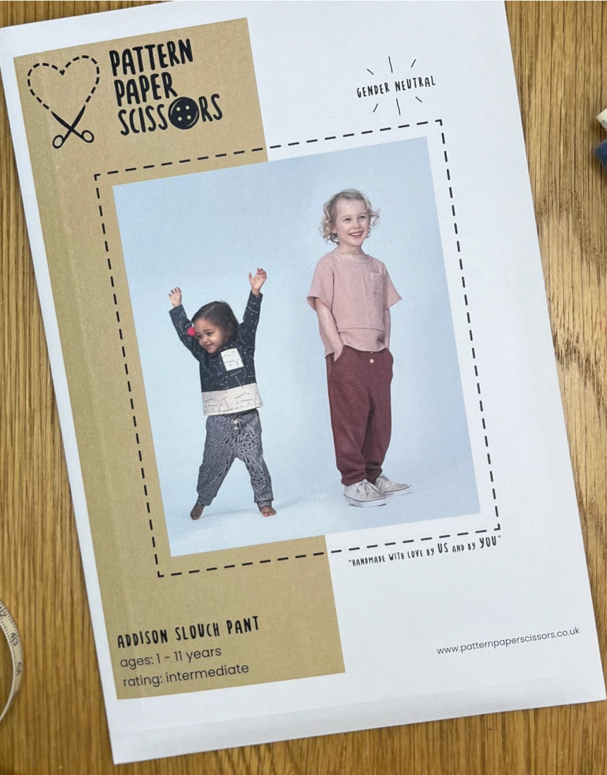 Addison Slouch Pant Children's Sewing Pattern (0 - 11y), Pattern Paper Scissors
