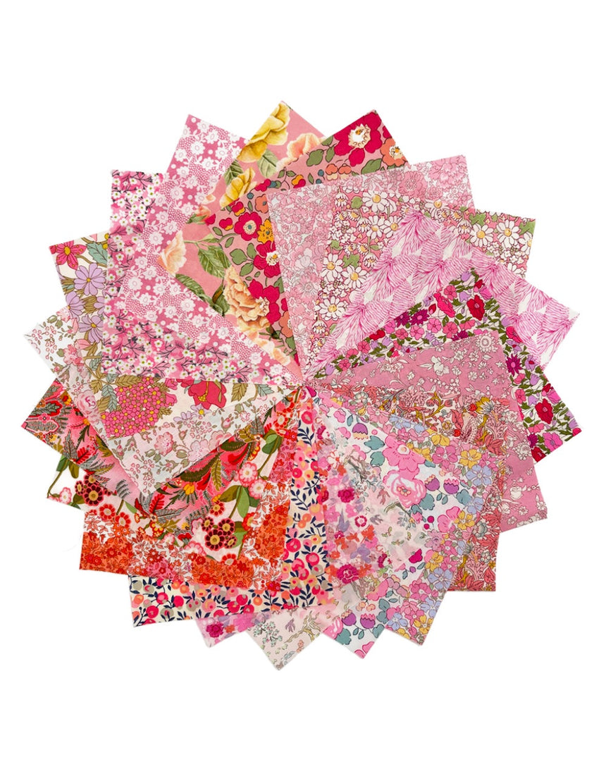 Shades of Pinks Liberty Tana Lawn 5″ Charm Squares, 20 Pieces, Alice Caroline
