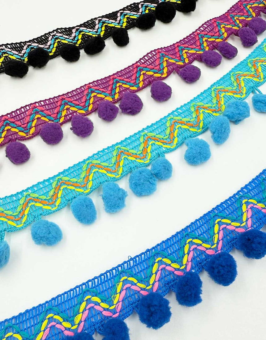 Zig Zag Pom Pom Trim, 35mm