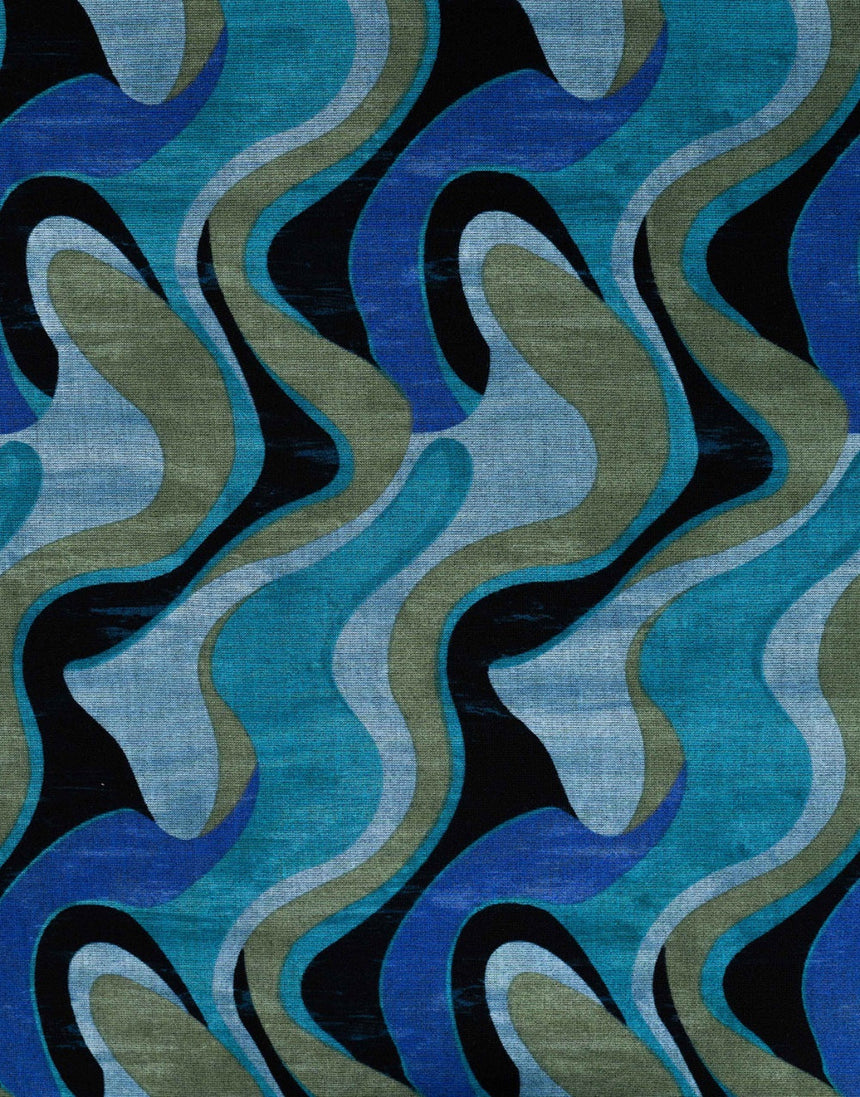 Petrol Waves Ponte di Roma Knit Fabric