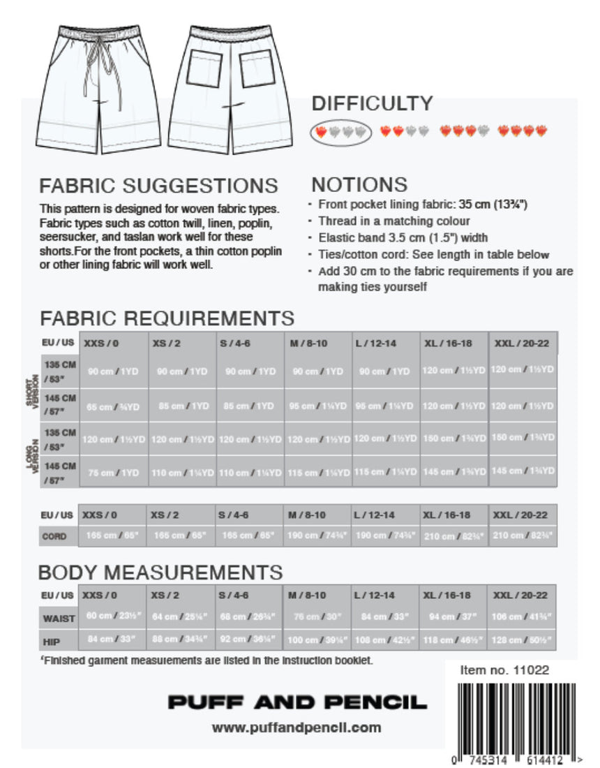Breezy Shorts Sewing Pattern, Puff & Pencil