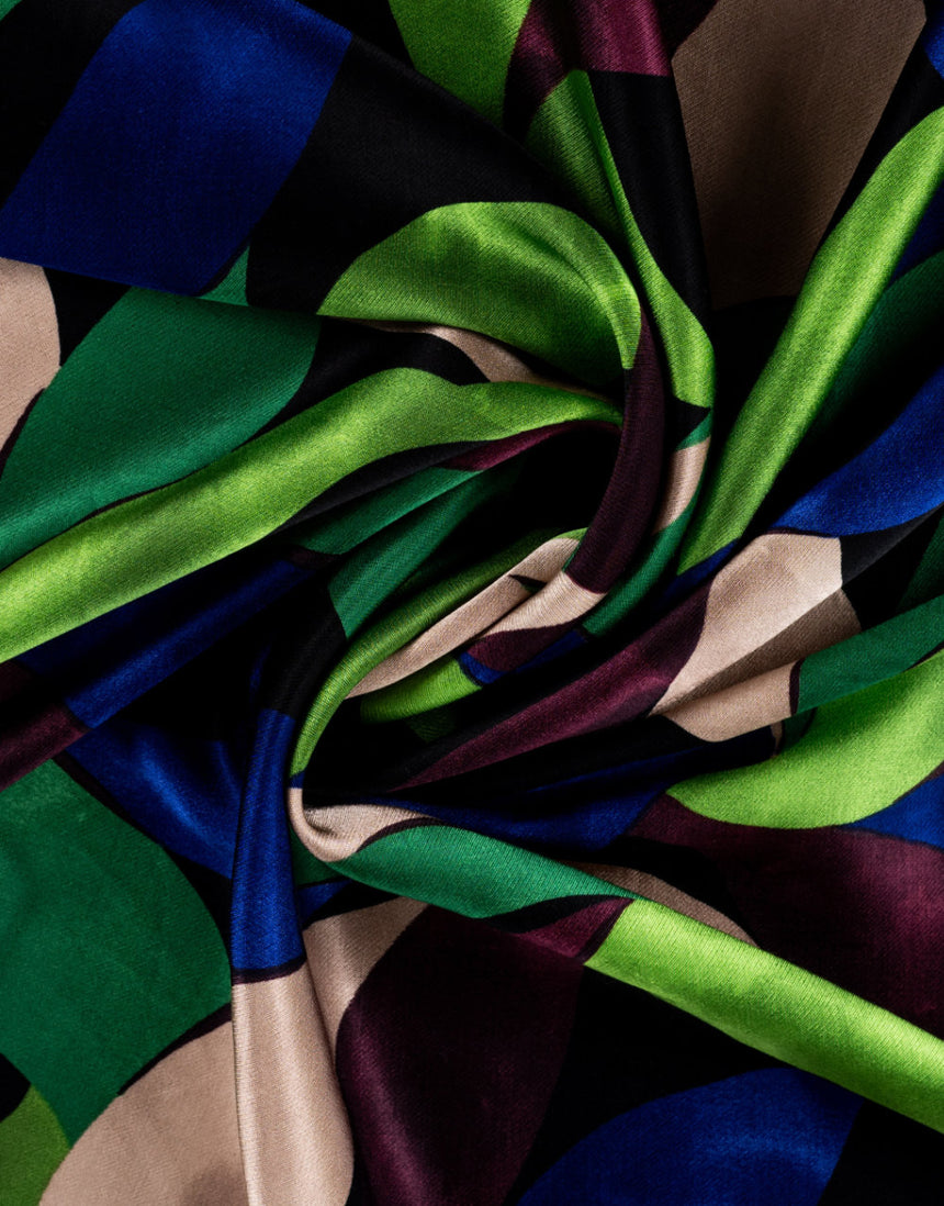 Midnight Canopy Rayon Spun Satin Fabric