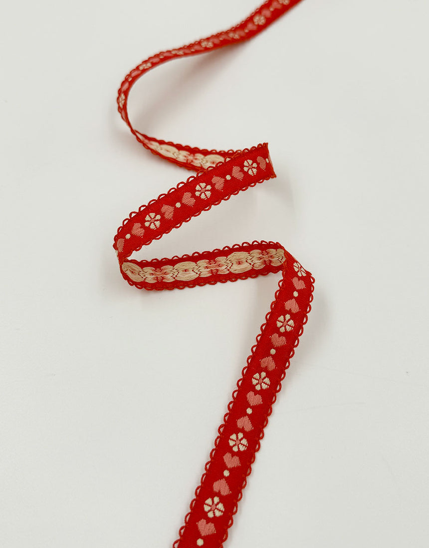 Little Hearts Jacquard Ribbon, Red