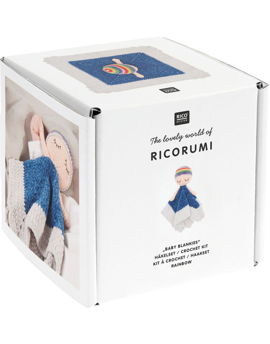 Blue Rainbow Baby Blankie Ricorumi Crochet Kit