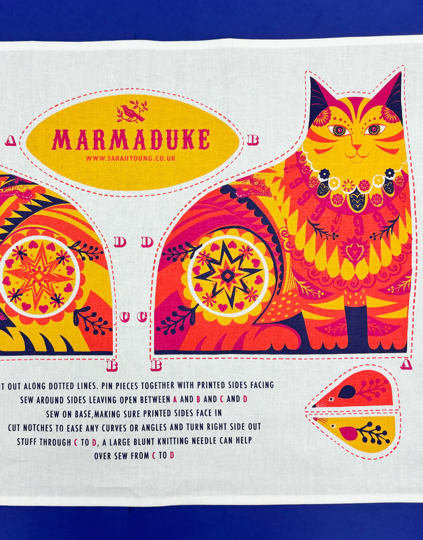 Marmaduke the Cat Tea Towel / Cut & Sew Kit by Sarah Young