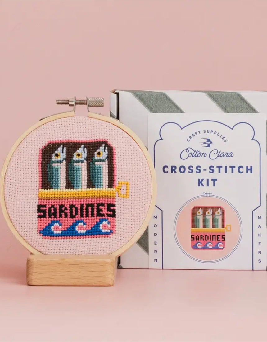 Sardines Cross Stitch Kit, Cotton Clara